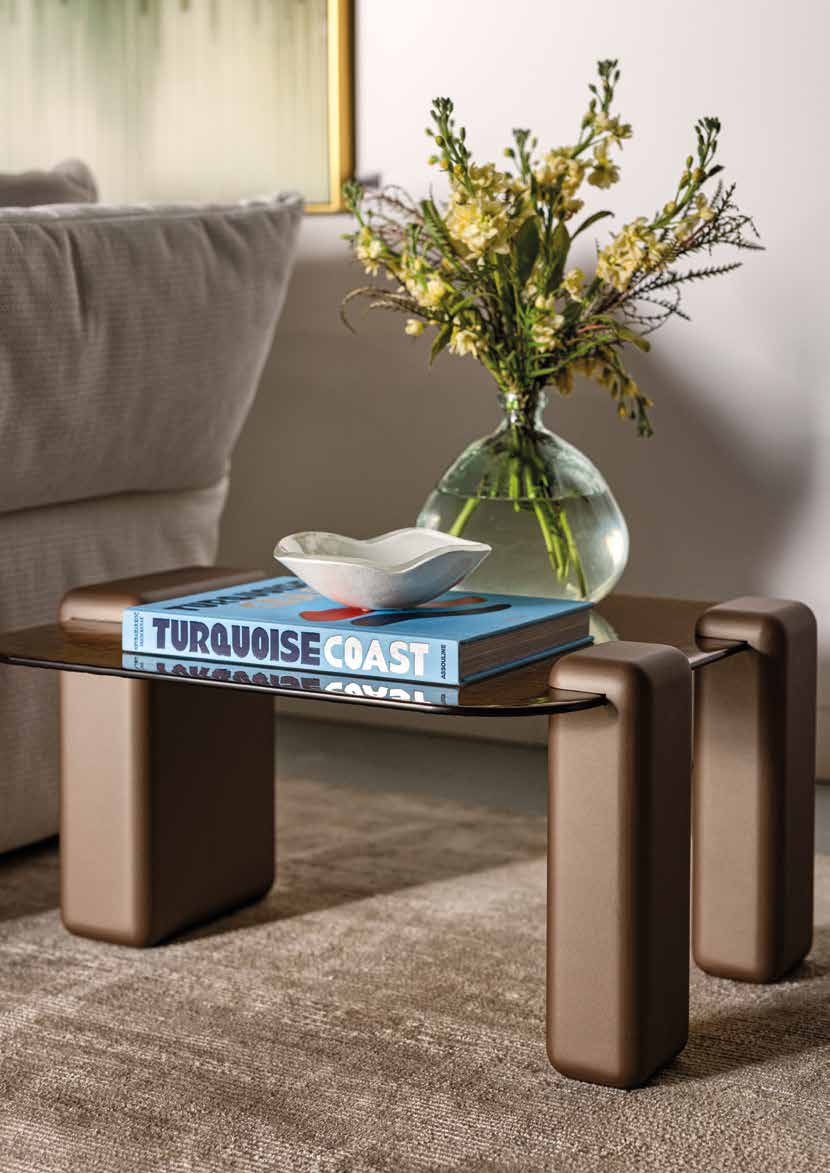 UULTIS bronze side table styled with vase and books